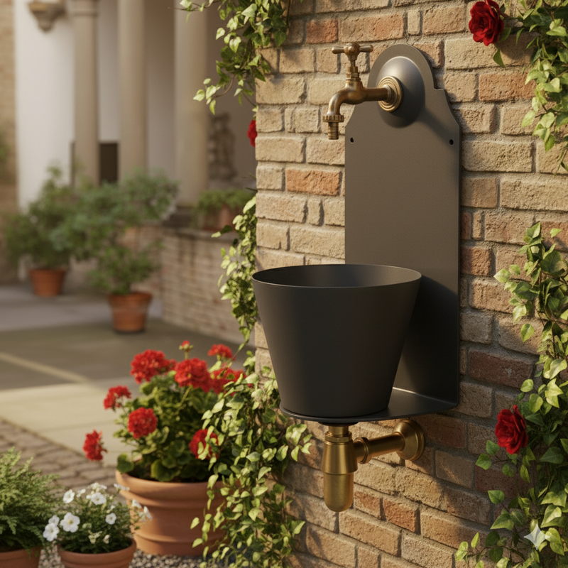 Fontana a Parete da Giardino con Rubinetto Belfer 42/PR Antracite