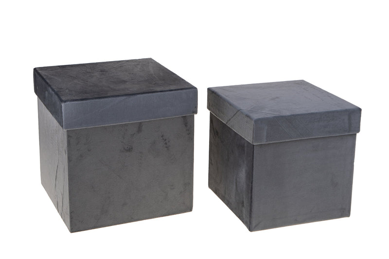 Set 2 Scatole Quadrate in Velluto H 265 cm