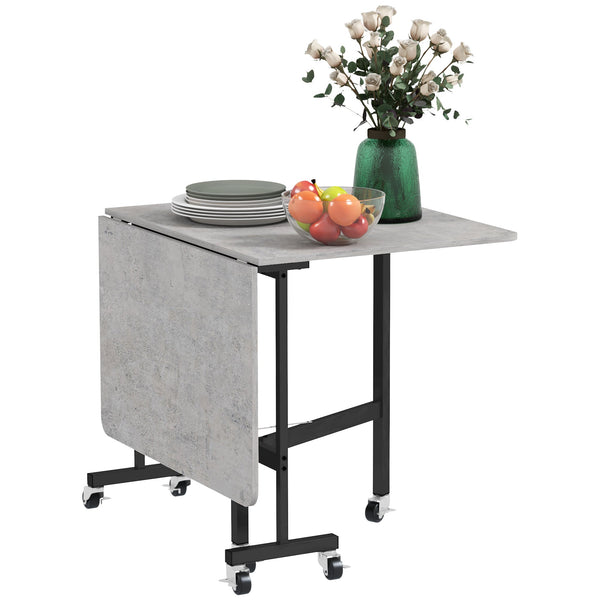 Tavolo Pieghevole Salvaspazio per 4-6 Persone con Ruote 120x80x73 cm Grigio acquista