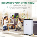 Deumidificatore d'Aria 20 Litri 378W 3 Modalità e 2 Velocità Bianco