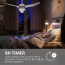 Ventilatore da Soffitto 3 Pale e Lampada LED Ø132x40 cm 6 Velocità Bianco