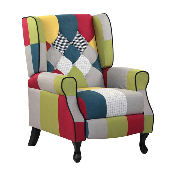 Poltrona Relax Reclinabile 76,5x73x47 cm Push Back in Tessuto Patchwork online