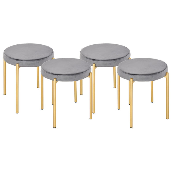 Set 4 Sgabelli Imbottiti Ø41,5x46 cm in Poliestere Vellutato Oro e Grigio online