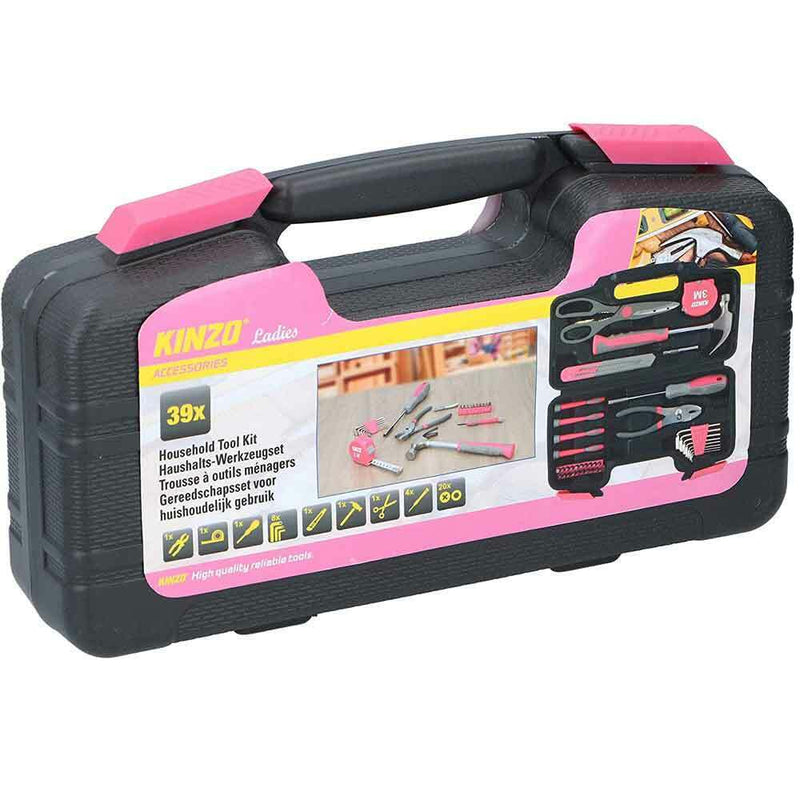 Cassetta Valigetta Attrezzi Porta Utensili da Lavoro Completa 39 pz Rosa Kinzo 