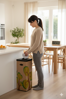 Pattumiera Per Raccolta Rifiuti 28x28xh70 cm in Cartone Con Stampa Grafica G2 Beige