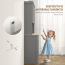 Mobile Cucina Credenza Country 101x39x180cm con Mensole Regolabili in MDF Grigio      