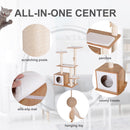 Albero Tiragraffi per Gatti con Cuccia 83x75x120 cm in Corda e Sisal  Giallo e Bianco