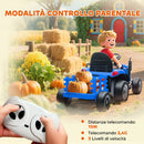 Trattore Elettrico per Bambini 3-8 Anni con Rimorchio Staccabile Telecomando Musica Luci Blu      