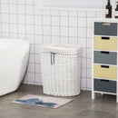Cesto Portabiancheria 51x38x57 cm in Vimini con Coperchio e Sacco Interno Bianco