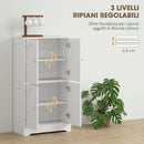 Credenza da Cucina 60x30x110 cm con 2 Armadietti 4 Ante 2 Ripiani Regolabili in Legno Bianco      