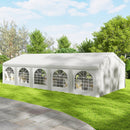 Tendone da Giardino Gazebo per Feste 992x497x290 cm con 10 Pareti Laterali Rimovibili in PE e Metallo Galvanizzato Bianco      