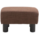 Pouf Poggiapiedi Imbottito in Legno Massello 40x30x24 cm  Marrone