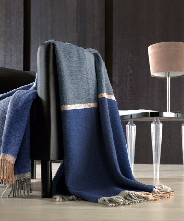 sconto Coperta Pura Lana Singola 380gr Cober Bismark Avio Scozzese