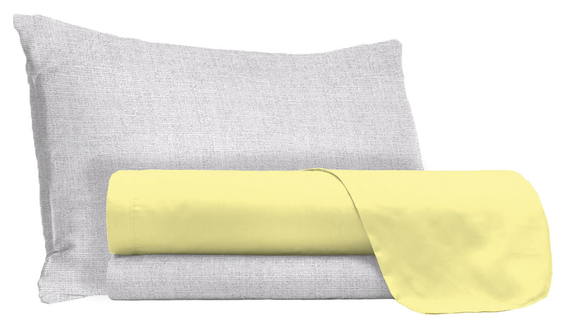 Set Lenzuola Sopra Sotto e Federe in Cotone Giallo Varie Misure