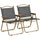 Set 2 Sedie per Esterni 54x59x78 cm Seduta in Tessuto Oxford e Acciaio  Grigio