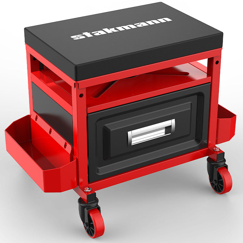 Sgabello da Officina con Cassetto Porta Attrezzi Utensili con Ruote