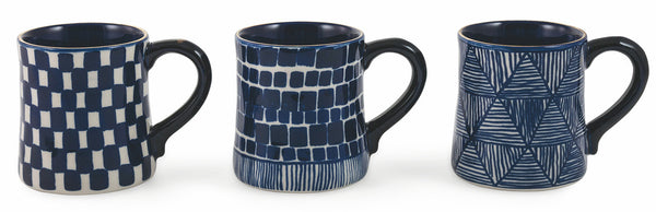 Set 3 Tazze in Gres Villa d'Este Home Tivoli Masai Blu Mug Alto prezzo