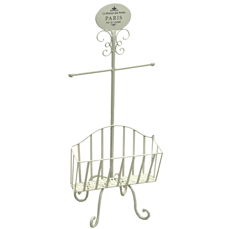 Piantana Porta Rotolo a Stelo in Metallo con Portariviste 34x23H82cm Paris