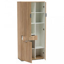 Armadio 3 Ante 1 Cassetto 75x38x174 h cm in Truciolare bilaminato Marrone chiaro
