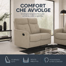 Divano 2 Posti 132x96x103 cm Recliner Manuale 2 Posti in Tessuto Tortora      