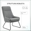 Poltrona con Pouf Poggiapiedi Imbottiti 64x77x107,5 cm in Tessuto Grigio