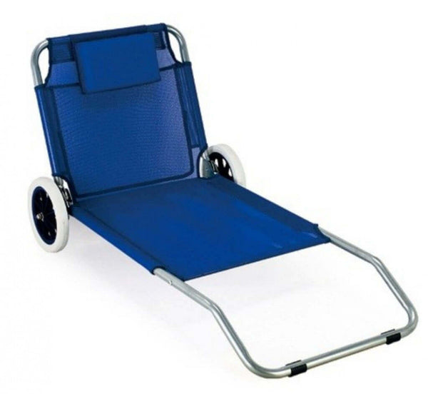 Spiaggina Carrello 145x52x62 h cm in Textilene Blu sconto