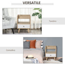 Comodino 1 Cassetto e Mensola 37x30x48 cm in Legno Rovere e Bianco