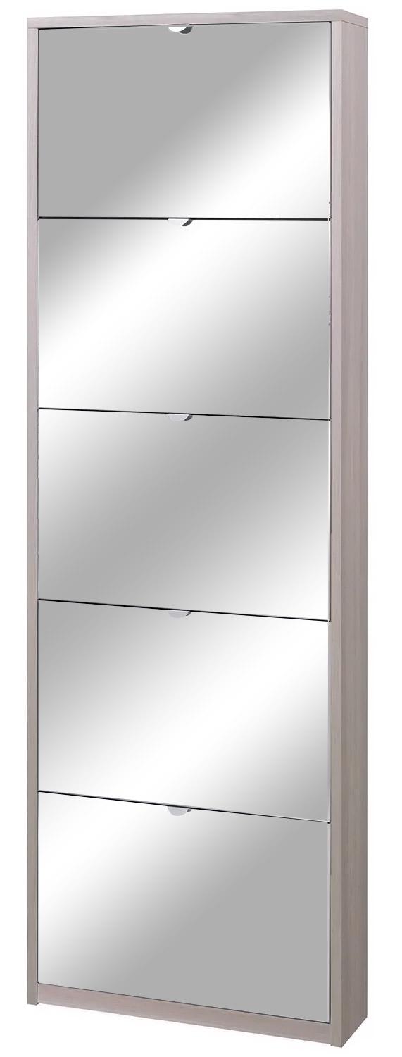 sconto Scarpiera 5 Ante con Specchio 63x190x18 cm Olmo Chiaro