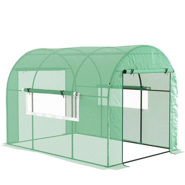sconto Serra a Tunnel per Orto 3x2x2 m con Porte Avvolgibili e Finestre in Acciaio e PE Anti UV Verde