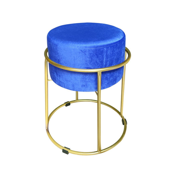 Pouf in Velluto Blu 44x38 cm con Struttura in Metallo Oro sconto