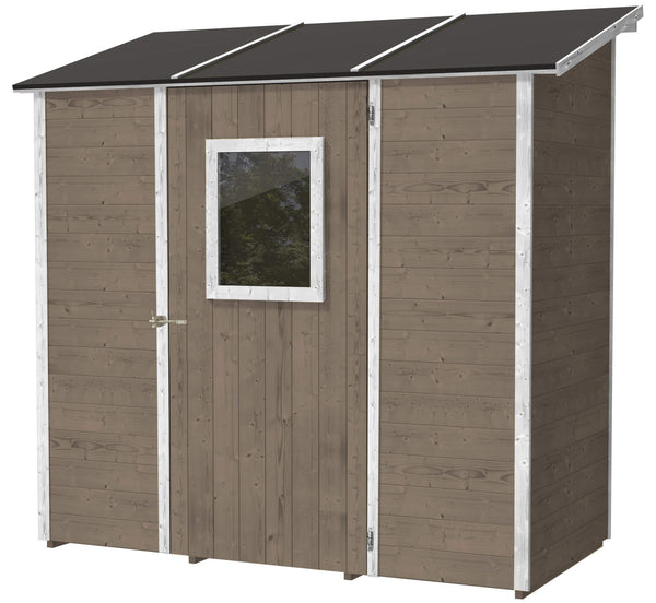 Casette Box da Giardino in Legno Porta Utensili 207x102x224 cm con Porta e Finestra Ecla Tortora sconto