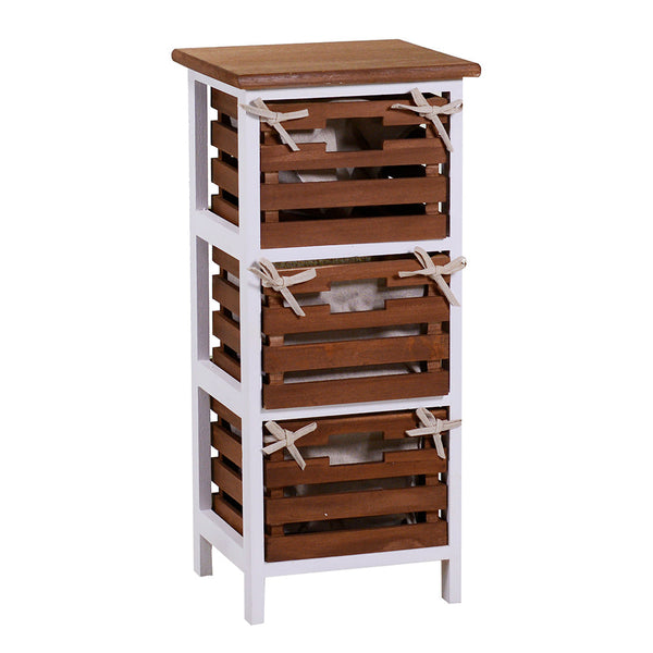 sconto Cassettiera 3 Cassetti in Legno 30x27x66cm Atena Noce e Bianca