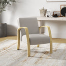 Poltrona Imbottita Stile Scandinavo in Tessuto e Legno di Betulla Grigio  