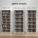 Scaffale Porta CD 58x24x124,5 cm con 6 Ripiani Regolabili Capacità di 360 CD/185 DVD Bianco      