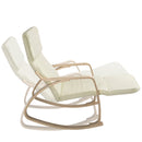 Sedia a Dondolo Poltrona Relax Cotone Beige Schienale e Poggiapiedi Regolabile