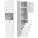 Mobile Bagno Alto 40x30x170 cm con Mobile a Ribalta e Mensole in Pannello Truciolare Bianco      