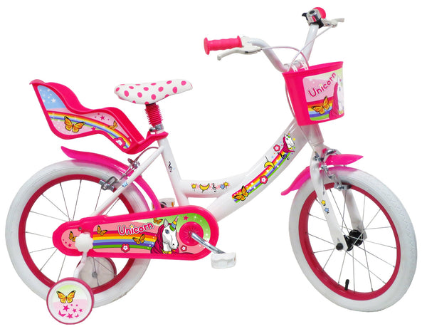 Bicicletta per Bambina 16" 2 Freni Unicorno Bianca/Rosa prezzo