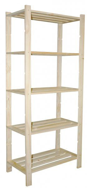 sconto Scaffale 5 ripiani a doghe 70x30x170 cm in Legno di Pino Naturale