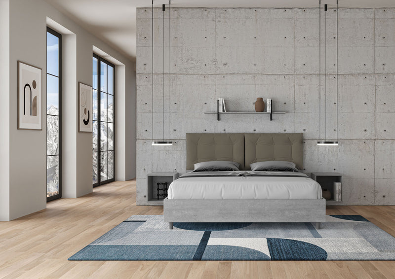 Letto Matrimoniale Struttura Cemento con Cuscini in Similpelle Egos Annalisa Cappuccino Varie Misure