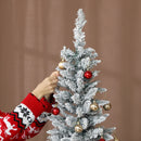 Albero di Natale Innevato 180 cm 479 Rami con 180 Luci LED Colorate Verde e Bianco      