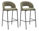 Set 2 Sgabelli Bar Helsinki 50x99x52 cm in Tessuto Verde/Nero