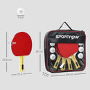 Set 4 Racchette Ping Pong con 8 Palline Base in Legno Ingegnerizzato con Borsa di Trasporto Nero e Rosso  