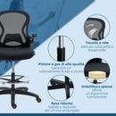 Sedia da Ufficio 59x65x102-122 cm con Supporto Lombare Altezza Regolabile e Braccioli Ribaltabili in Tessuto a Rete Nero      