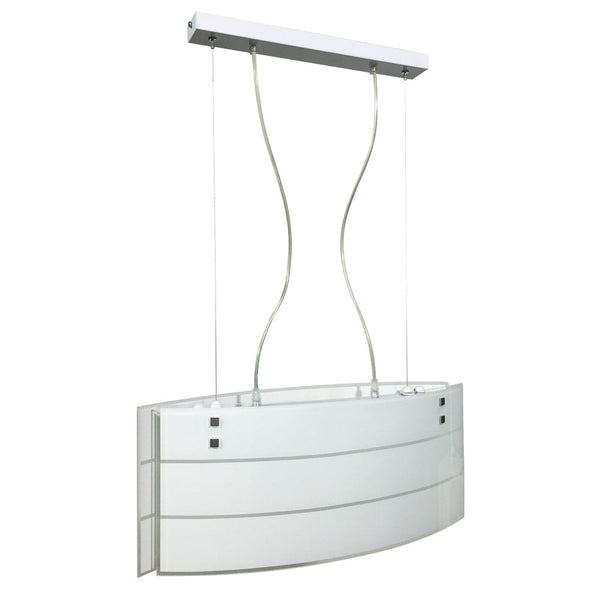 online Sospensione 2xE27 Montatura Bianco Vetro Lastra Serigrafato Bianco 2 Righe E-Energy Luce