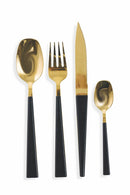 Servizio Set di Posate 24 Pezzi in Acciaio Villa d'Este Home Tivoli Gold Set Nero