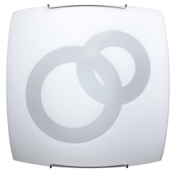 Plafoniera 1xE27 Ganci Cromo Vetro Lastra Bianco Decorato Cerchi E-Energy Stefania prezzo