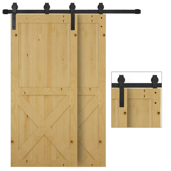 Binario per Porte Scorrevoli 200x0,6x4 cm con Kit di Accessori Nero online