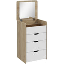 Tavolo da Trucco 3 in 1 con Specchio 50x40x78 cm Vano 2 Cassetti e Sgabello in Legno Bianco e Rovere      