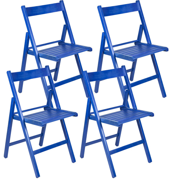 Set 4 Sedie Pieghevole 47,5x42,5x45/79 cm in Legno di Faggio FSC Blu prezzo