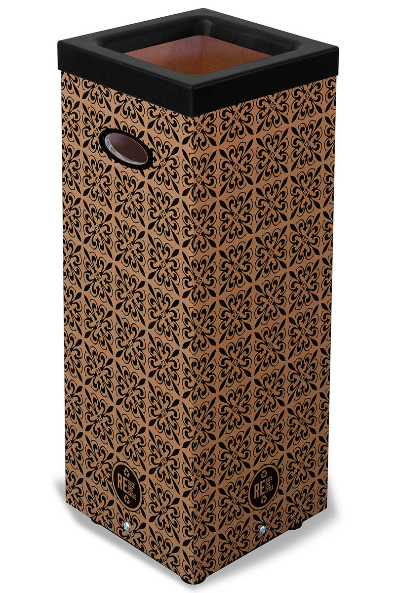 Pattumiera Per Raccolta Rifiuti 38x38xh80 cm in Cartone Con Stampa Grafica G1 Beige